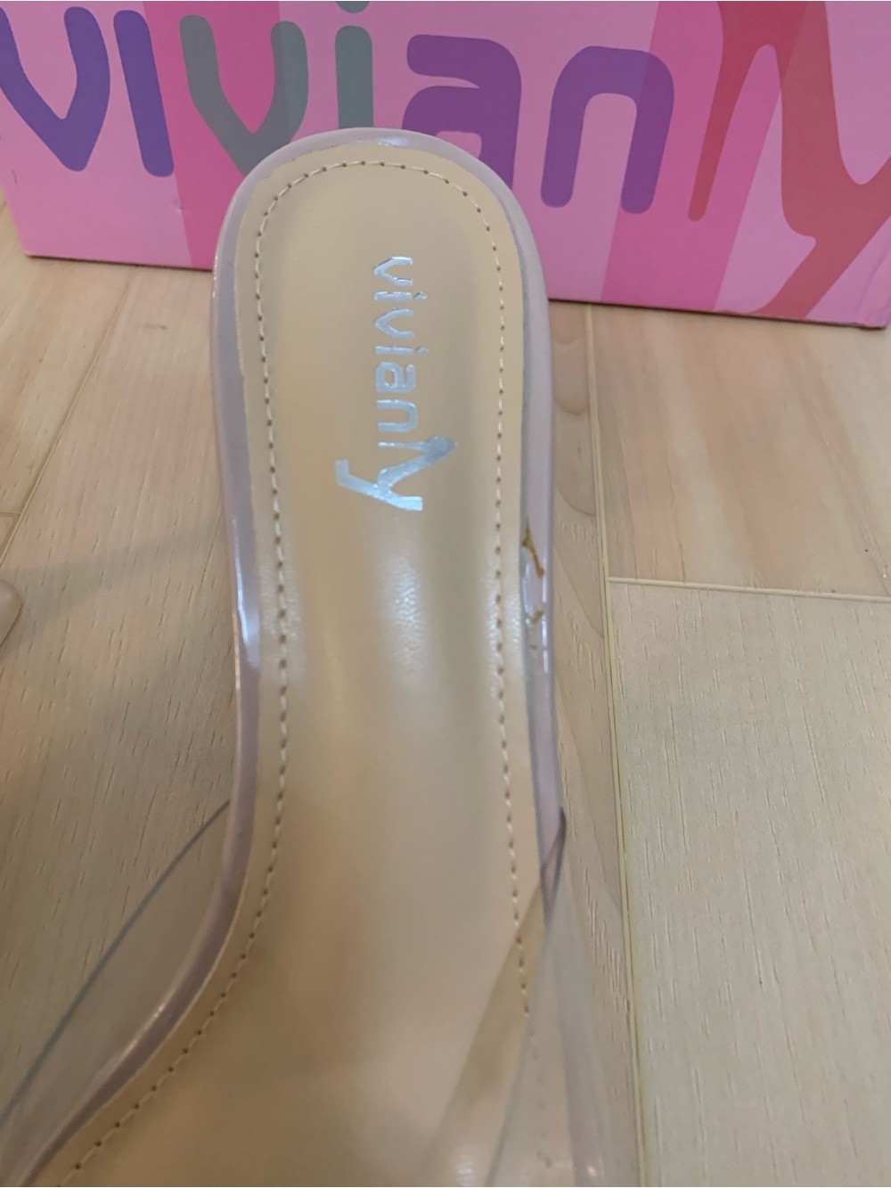 Vivianly Clear Strap Nude kitten heels 👠 - Picture 7 of 8